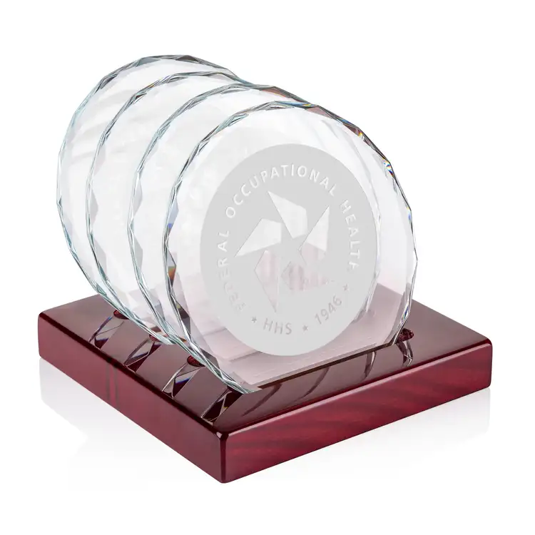 Porterfield Coasters - Set of 4 on Piano Finish Rosewood Base