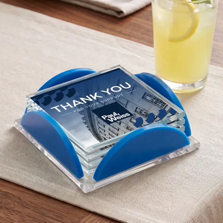 Rockford Coasters - Set of 4 - Starfire Crystal - Multicolor on Herning Blue Base #3