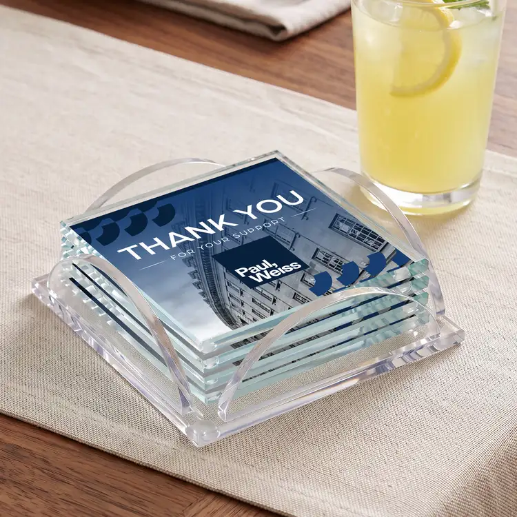 Rockford Coasters - Set of 4 - Starfire Crystal - Multicolor on Herning Clear Base #3