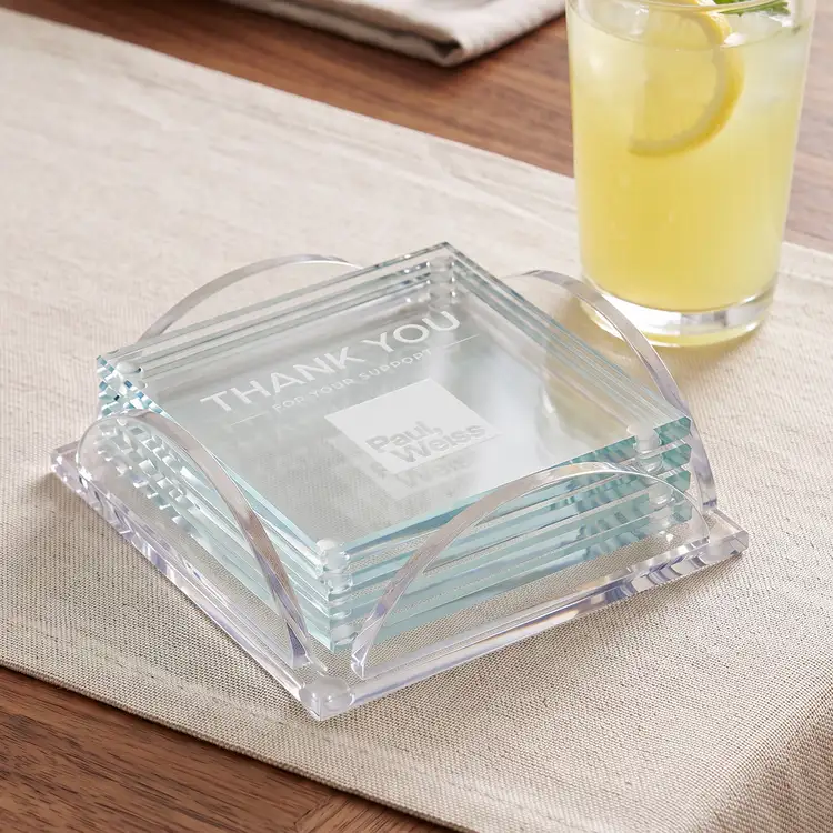Ensemble de 4 sous-verres Rockford en verre jade sur support Herning Transparent #3