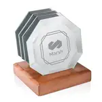 Ensemble de 4 sous-verres Sloane sur support Noyer