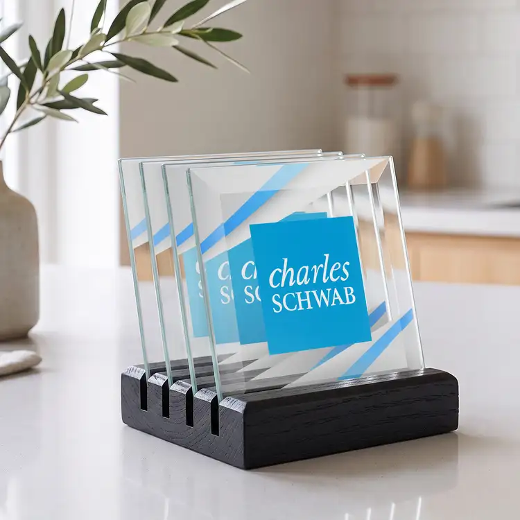 Ensemble de 4 sous-verres Talbot multicolore sur support Noir #3