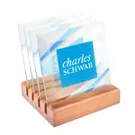 Ensemble de 4 sous-verres Talbot multicolore sur support Noyer