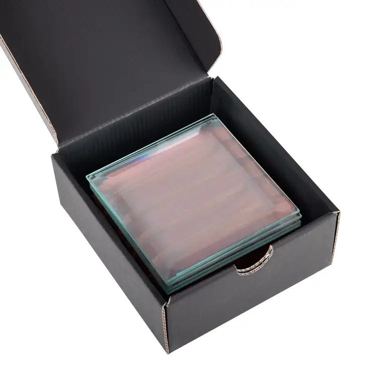 Ensemble de 4 sous-verres Talbot multicolore sur support Palissandre #2