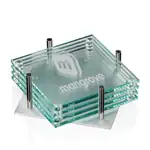 Coasters - Set of 4 - Square - Jade on Aluminum Base