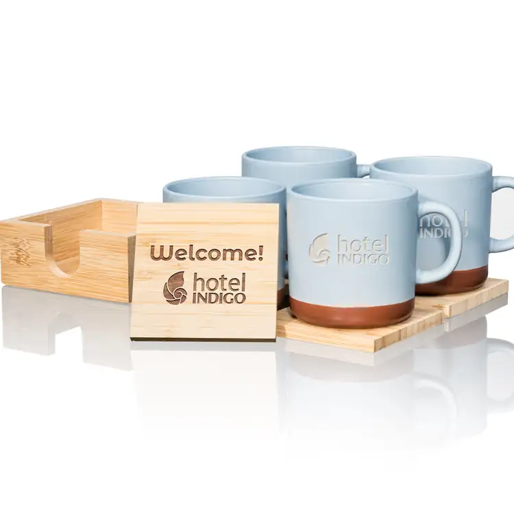 Cyrene Set of 4 14 oz Mugs and Bamboo Coasters #2