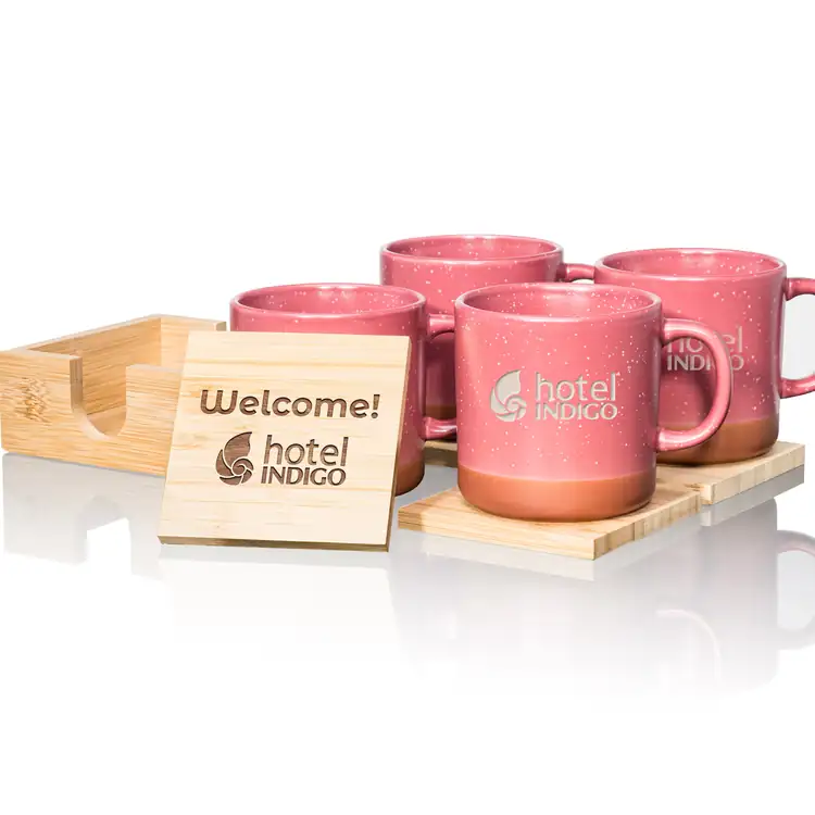 Cyrene Set of 4 14 oz Mugs and Bamboo Coasters #3