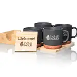 Ensemble de 4 tasses Cyrene 14 oz et sous-verres en bambou