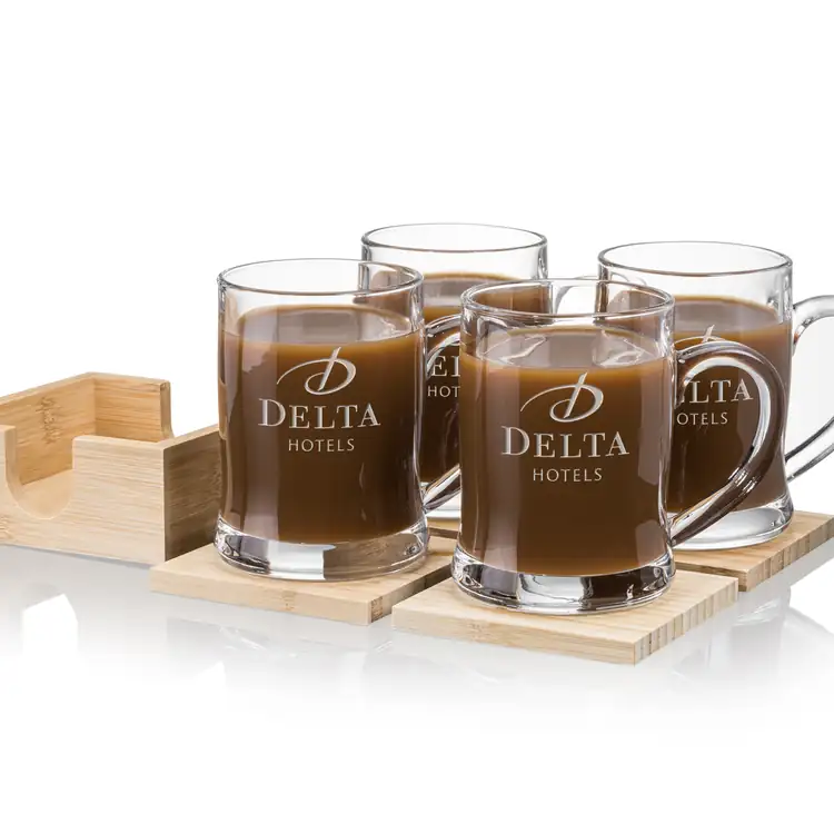 Darien Set of 4 14 oz Mugs and Bamboo Coasters #2