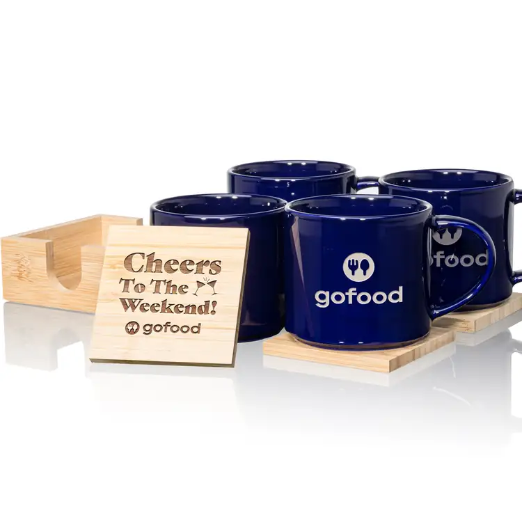 Davies Set of 4 16 oz Mugs and Bamboo Coasters #3