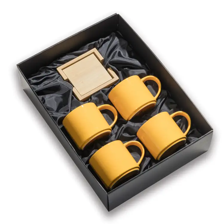 Davies Set of 4 16 oz Mugs and Bamboo Coasters #6
