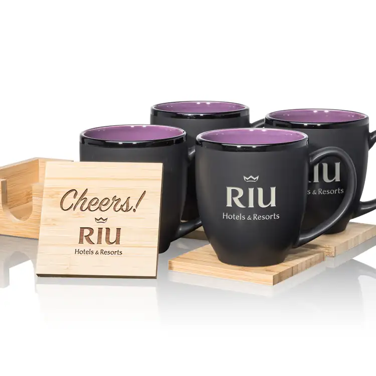 Ensemble de 4 tasses Dereham 16 oz et sous-verres en bambou #10