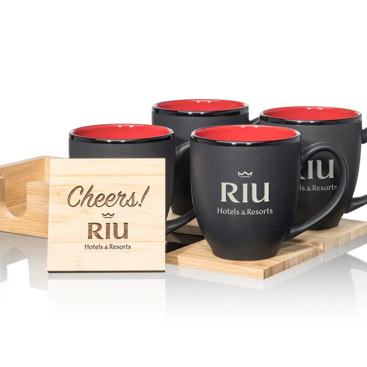 Ensemble de 4 tasses Dereham 16 oz et sous-verres en bambou #11
