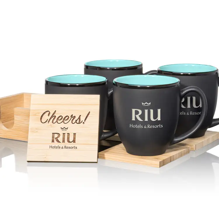 Ensemble de 4 tasses Dereham 16 oz et sous-verres en bambou #2