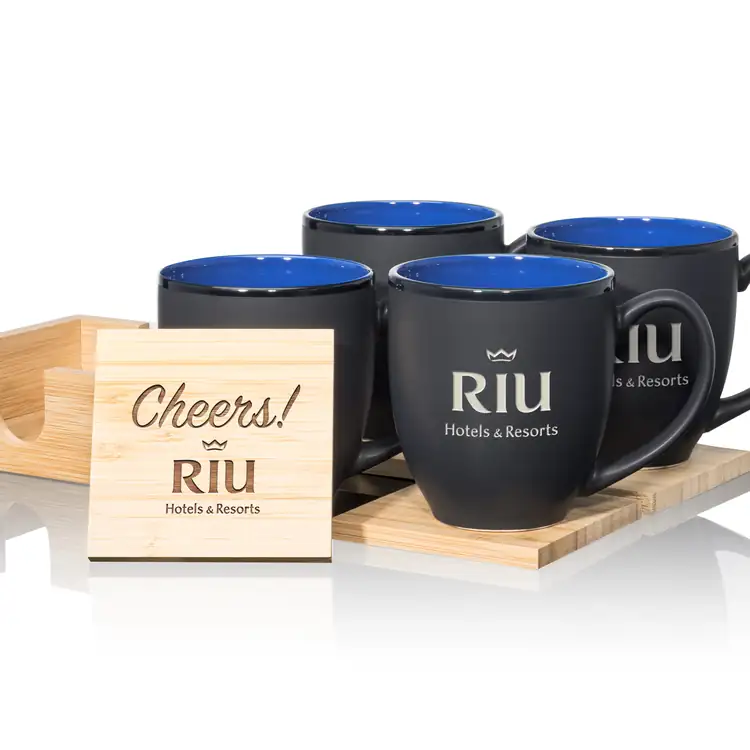 Ensemble de 4 tasses Dereham 16 oz et sous-verres en bambou #3