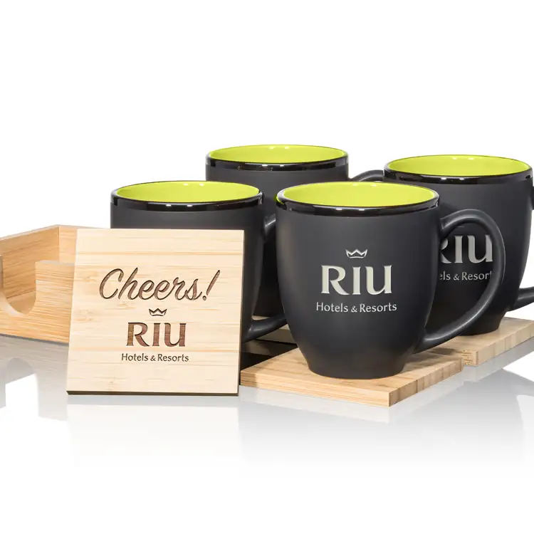 Ensemble de 4 tasses Dereham 16 oz et sous-verres en bambou #5