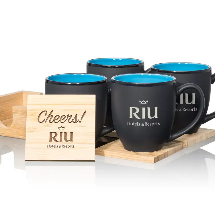 Ensemble de 4 tasses Dereham 16 oz et sous-verres en bambou #6