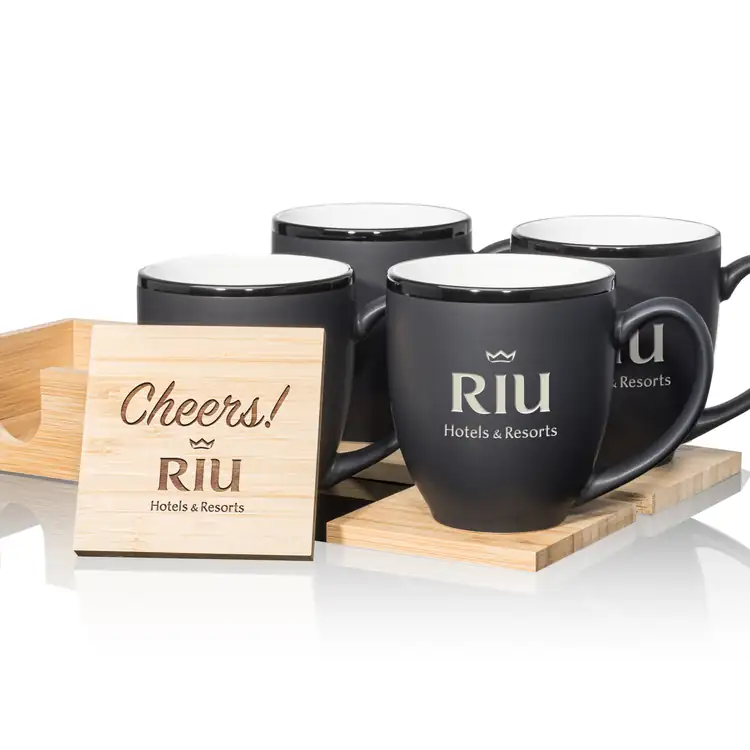 Ensemble de 4 tasses Dereham 16 oz et sous-verres en bambou #7