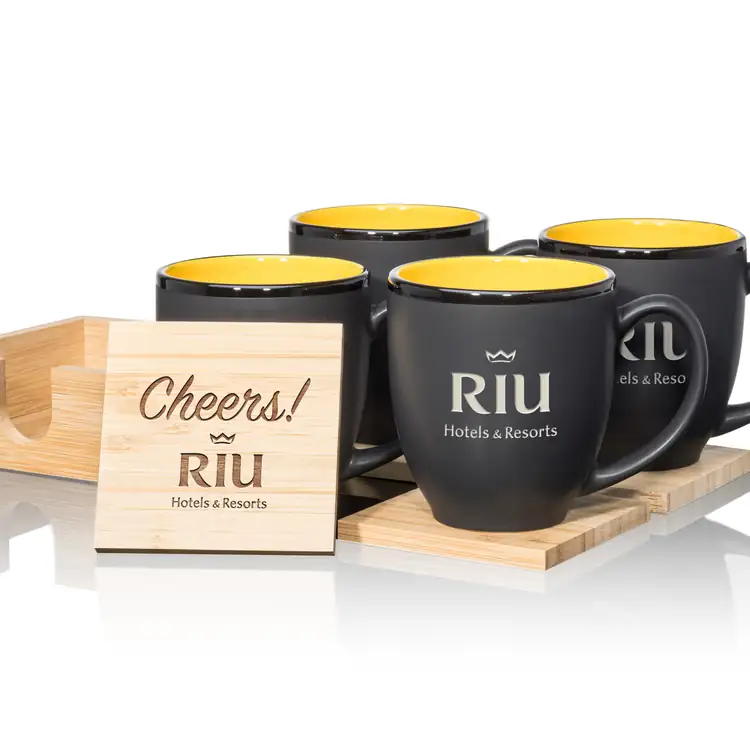 Ensemble de 4 tasses Dereham 16 oz et sous-verres en bambou #8