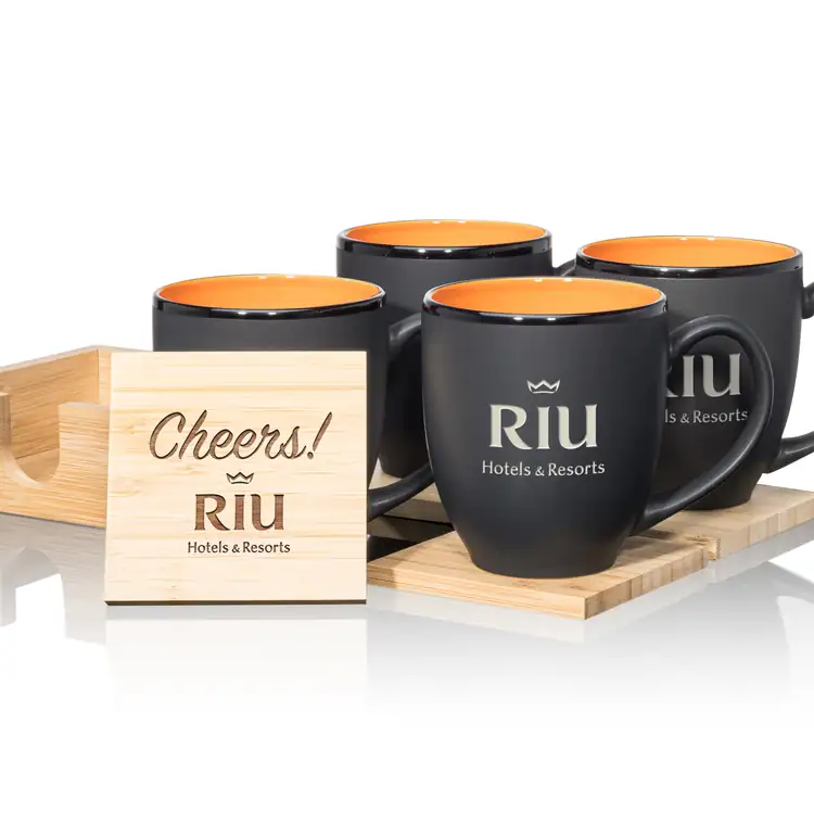 Ensemble de 4 tasses Dereham 16 oz et sous-verres en bambou #9