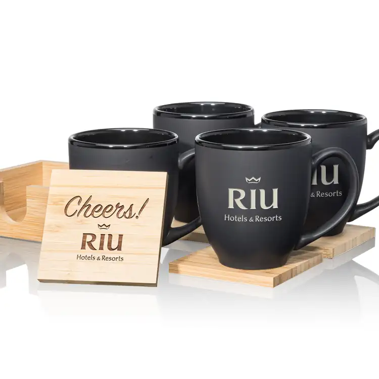 Ensemble de 4 tasses Dereham 16 oz et sous-verres en bambou