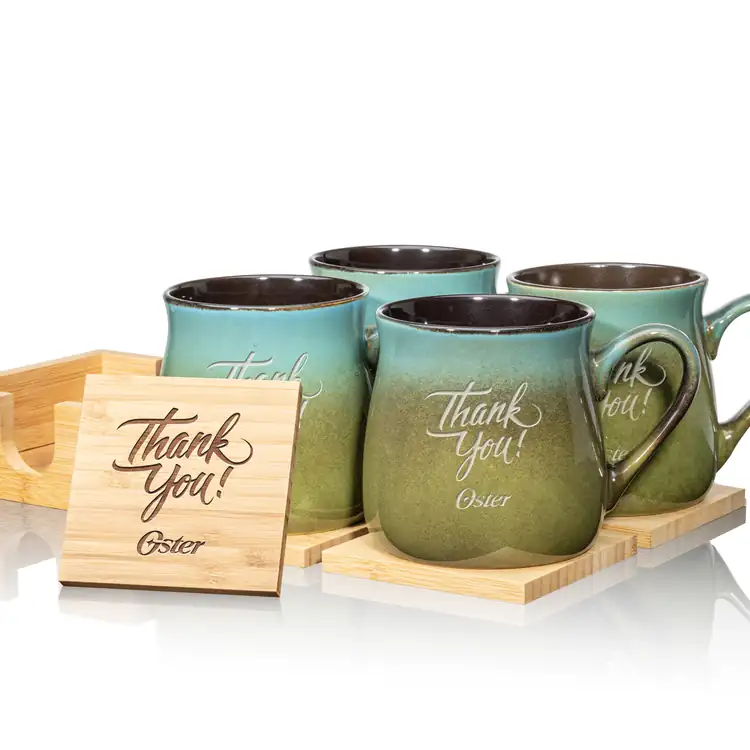 Dodsworth Set of 4 16 oz Mugs and Bamboo Coasters #4