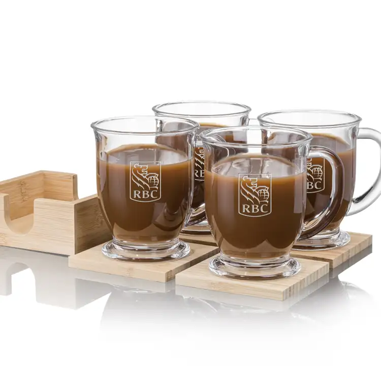 Hartford Set of 4 16 oz Mugs and Bamboo Coasters #2