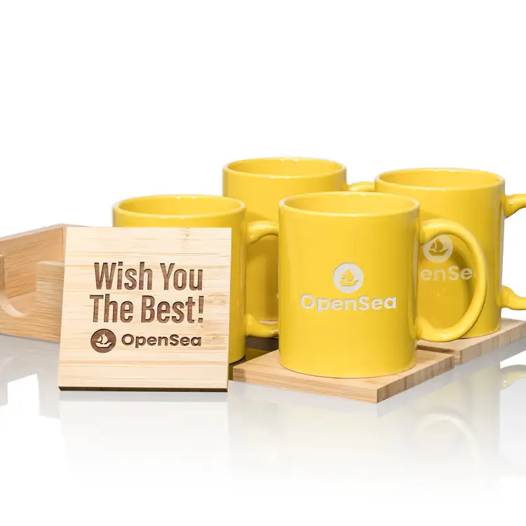 Malibu Set of 4 11 oz Mugs and Bamboo Coasters #4