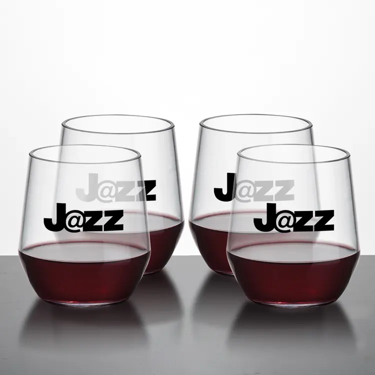 Poolside Tritan Stemless Wine Glass Set of 4 - 15 oz - Imprinted