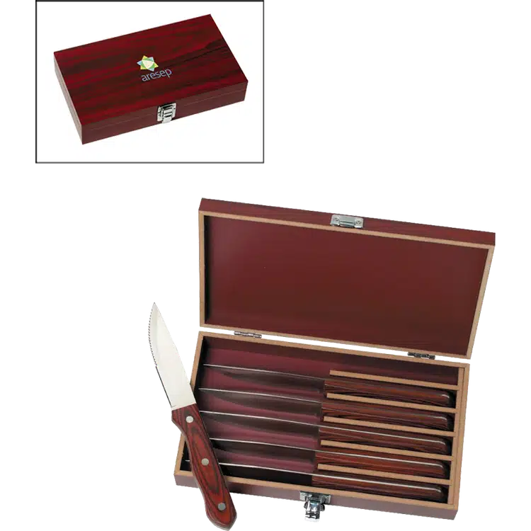 Manchurian Ash 6-Piece Steak Knife Slim Case Set