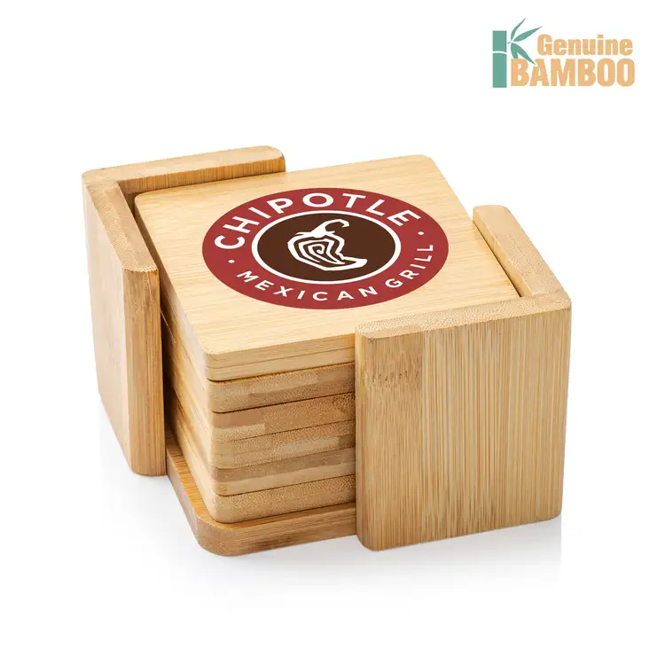 Ensemble de 6 sous-verres Burke carrés en bambou multicolore