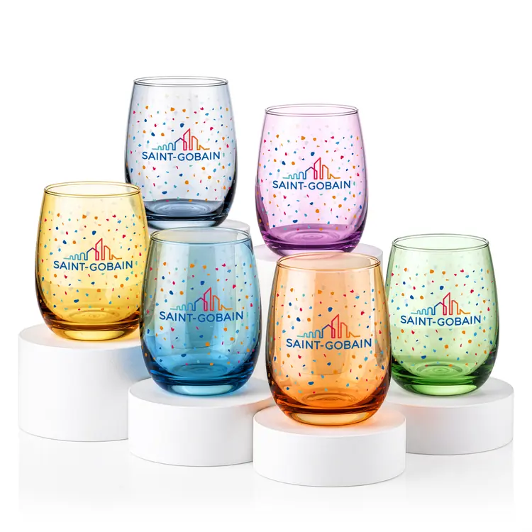 Sedona Set of 6 Stemless Wine Glasses 14 oz - Multicolor