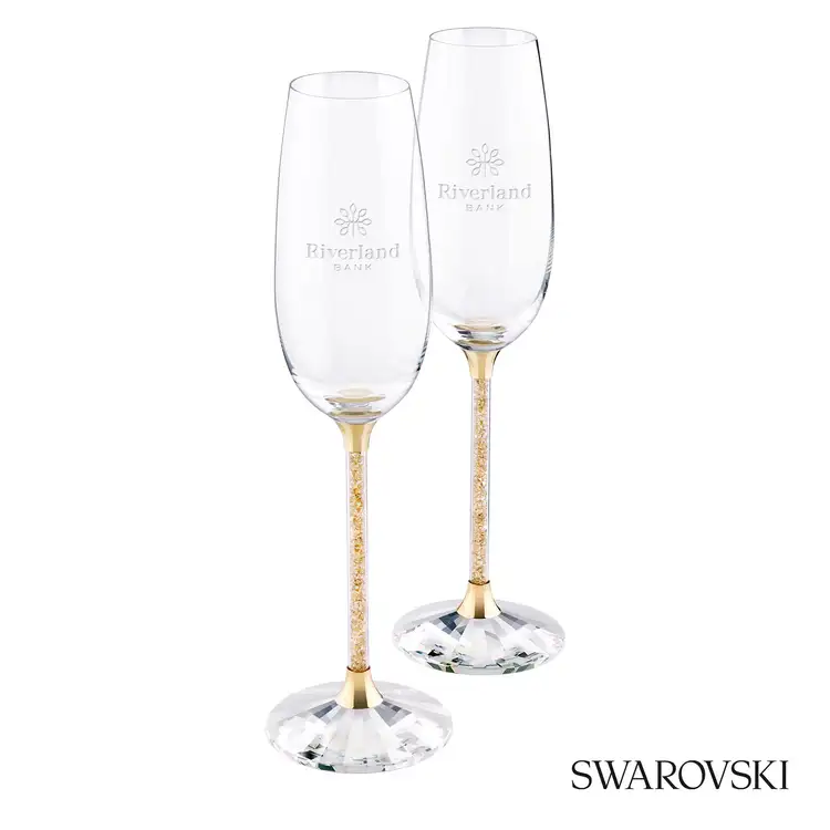 Swarovski Crystalline Toasting Flutes - Set of 2 - Laser Engraved