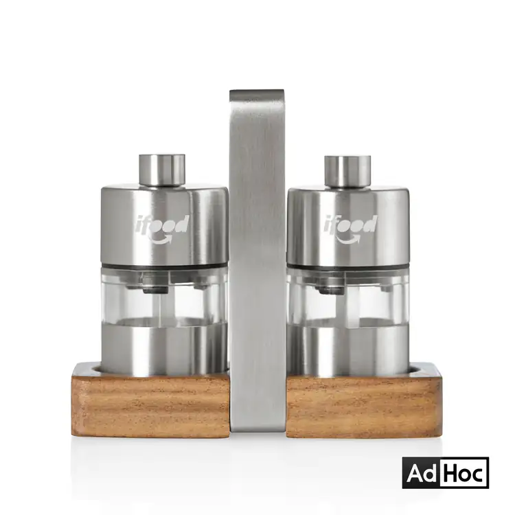 Ensemble de moulins à sel et à poivre Menage Minimill AdHoc avec base en acacia #2