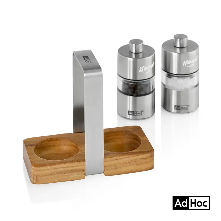 Ensemble de moulins à sel et à poivre Menage Minimill AdHoc avec base en acacia #3