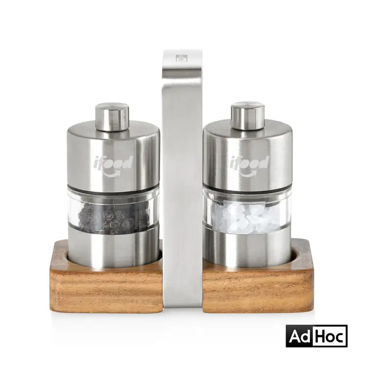 Ensemble de moulins à sel et à poivre Menage Minimill AdHoc avec base en acacia
