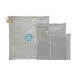 Ensemble de pochettes à cordon en filet de coton recyclé