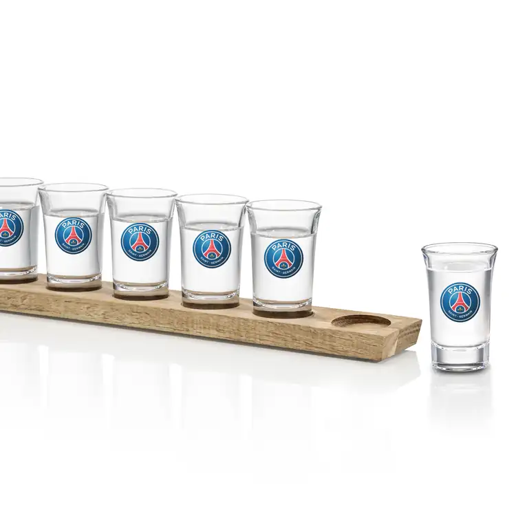 Six Shot Glasses with Acacia Holder - Multicolor #2