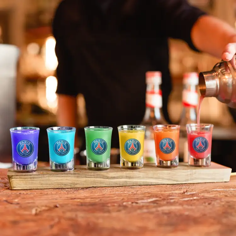 Six Shot Glasses with Acacia Holder - Multicolor #3