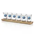 Six Shot Glasses with Acacia Holder - Multicolor