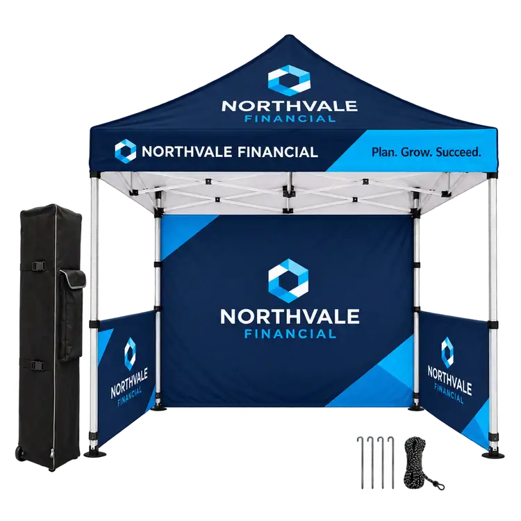 Tent Package with Double Sided Backwall and Half Walls