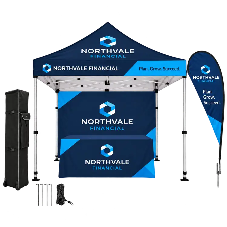 Tent Package with Backwall Tablecloth and Flag