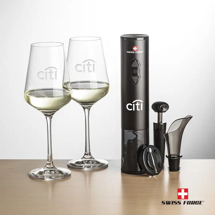 Ensemble ouvre-bouteille électrique et 2 verres à vin Breckland 8 oz de Swiss Force