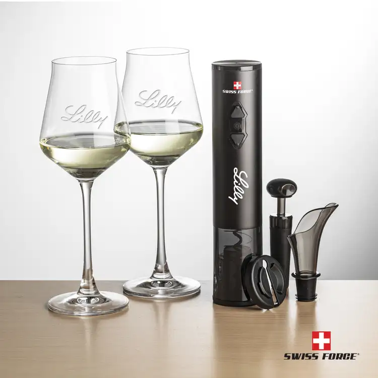 Ensemble ouvre-bouteille électrique et 2 verres à vin Bretton 12 oz de Swiss Force