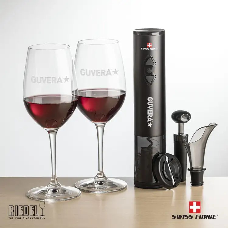 Ensemble ouvre-bouteille électrique et 2 verres à vin RIEDEL Oenologue 13 oz de Swiss Force