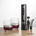 Ensemble ouvre-bouteille électrique et 2 verres à vin sans pied Crestview 12 oz de Swiss Force