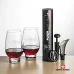 Ensemble ouvre-bouteille électrique et 2 verres à vin sans pied Glenarden 14.5 oz de Swiss Force