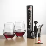 Ensemble ouvre-bouteille électrique et 2 verres à vin sans pied Reina 11.5 oz de Swiss Force