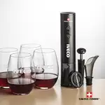 Ensemble ouvre-bouteille électrique et 4 verres à vin sans pied Carlita 17 oz de Swiss Force