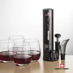 Ensemble ouvre-bouteille électrique et 4 verres à vin sans pied Crestview 12 oz de Swiss Force